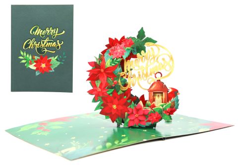 Origamo - Pop Up Christmas Card - Kirigami Collection - Merry Christmas (Wreath)