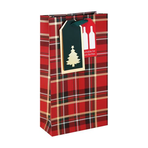 Eurowrap - Tartan - Double Bottle Bag