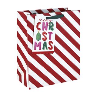 Eurowrap - Merry Christmas Candy Cane - Large Gift Bag