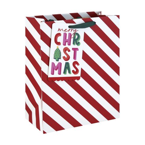 Eurowrap - Merry Christmas Candy Cane - Large Gift Bag