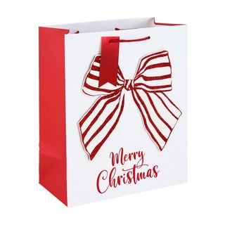 Eurowrap - Christmas Bow White Kraft - Large Gift Bag