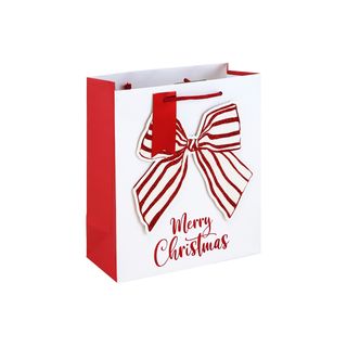 Eurowrap - Christmas Bow White Kraft - Medium Gift Bag