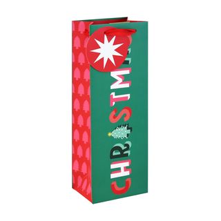 Eurowrap - Merry Christmas Bright - Bottle Bag
