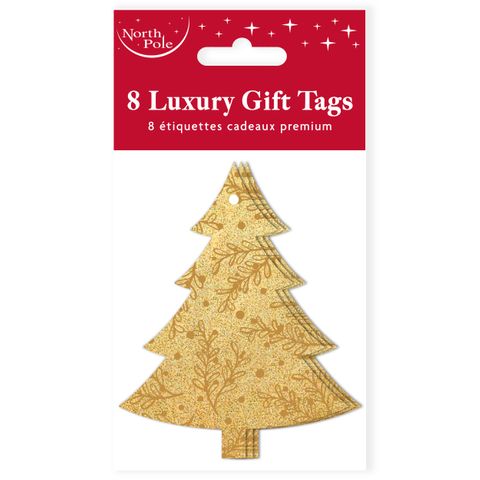 Eurowrap - Christmas Gift Tags - Embossed Tree - 8 Pack