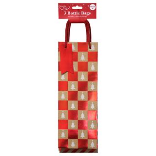 Eurowrap - Brown Kraft - Assorted Pack of 3 - Bottle Gift Bag
