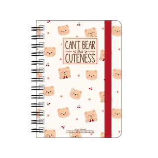 Legami - 2027 Weekly Spiral Bound Diary - Small - Teddy Bear Cherry
