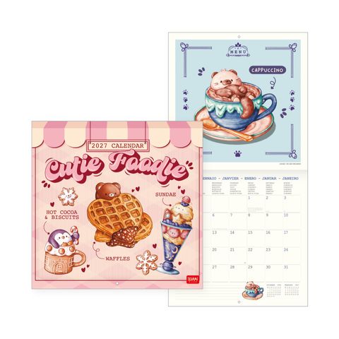 Legami - 2027 Wall Calendar - Uncoated - 30 x 29 cm - Cutie Foodie