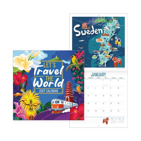 Legami - 2027 Wall Calendar - Uncoated - 30 x 29 cm - Let's Travel the World