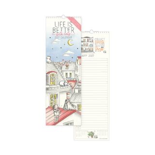 Legami - 2027 Wall Calendar - Uncoated - 18 x 49 cm - Sketchy Cats