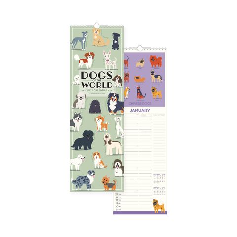Legami - 2027 Wall Calendar - Uncoated - 18 x 49 cm - Dogs of the World