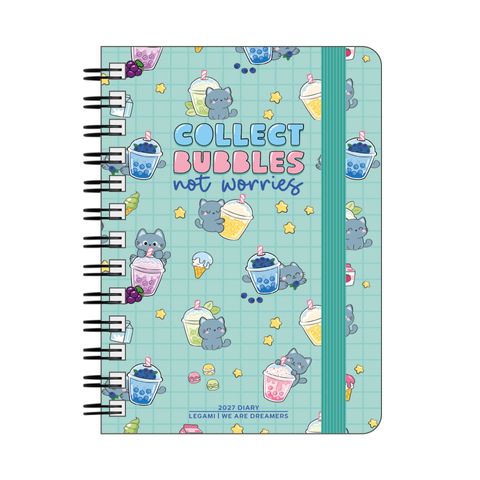 Legami - 2027 Daily Spiral Bound Diary - Small - Kitty Bubble Tea