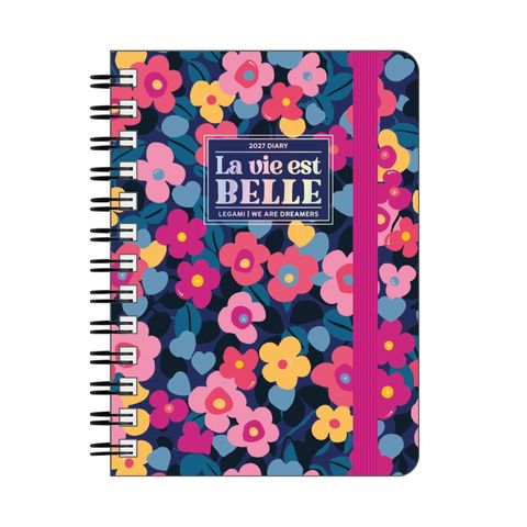Legami - 2027 Daily Spiral Bound Diary - Small - Flowers