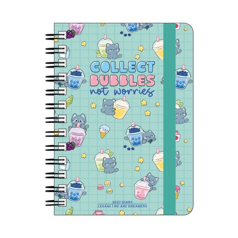 Legami - 2027 Weekly Spiral Bound Diary - Large - Kitty Bubble Tea