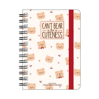 Legami - 2027 Weekly Spiral Bound Diary - Large - Teddy Bear Cherry