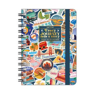 Legami - 2027 Weekly Spiral Bound Diary - Large - Travel Stickers
