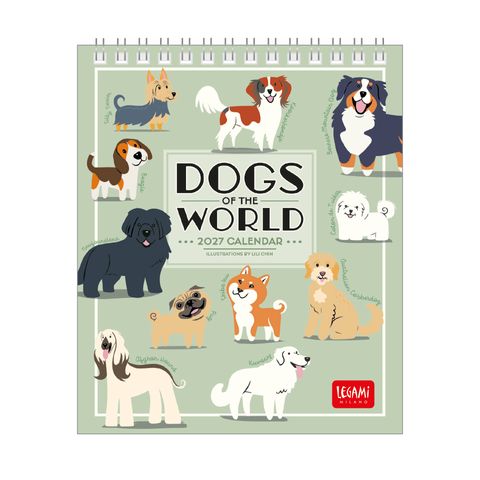 Legami - 2027 Desk Calendar 12 x 14.5 cm - Dogs of the World