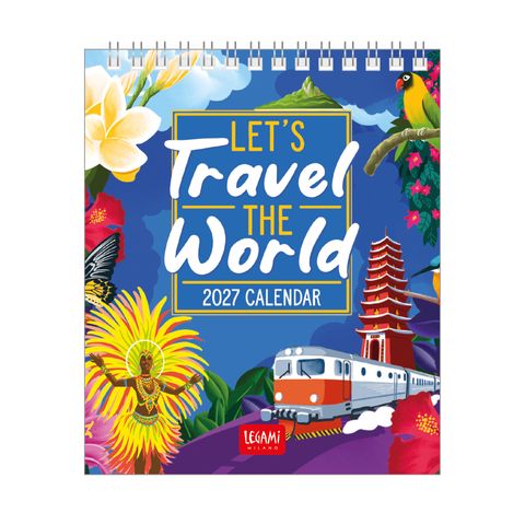 Legami - 2027 Desk Calendar 12 x 14.5 cm - Let's Travel the World