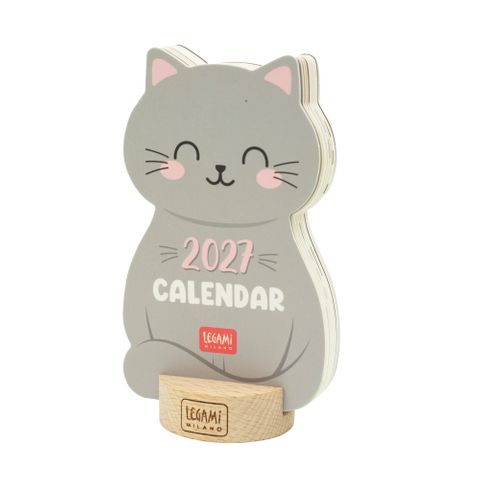 Legami - 2027 Calendar With Wooden Base - Kitty