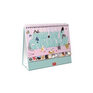 Legami - 2027 Desk Calendar with Stickers - Every Day is Caturday