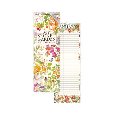 Legami - 2027 Wall Calendar - Uncoated - 18 x 49 cm - My Secret Garden