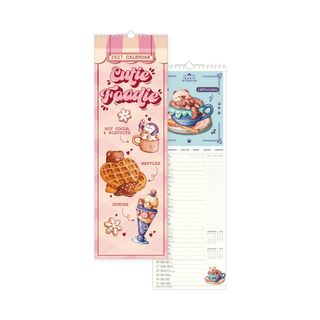 Legami - 2027 Wall Calendar - Uncoated - 18 x 49 cm - Cutie Foodie