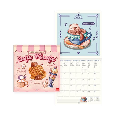 Legami - 2027 Wall Calendar - Uncoated - 18 x 18 cm - Cutie Foodie