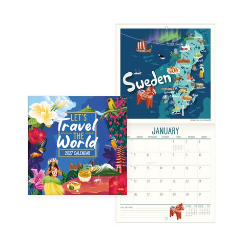 Legami - 2027 Wall Calendar - Uncoated - 18 x 18 cm - Let's Travel the World