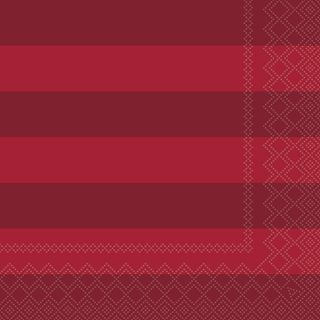 Ambiente - Paper Napkins Christmas - Pack of 20 - Luncheon Size - Block Stripe - Dark Red