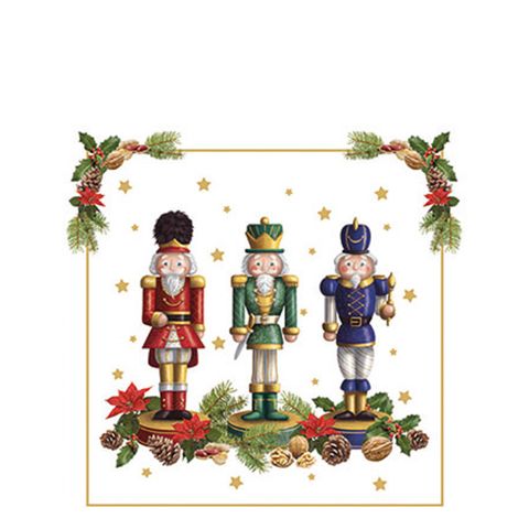 Ambiente - Paper Napkins Christmas - Pack of 20 - Cocktail Size - Bearded Nutcracker