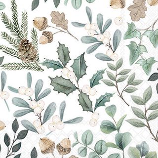 Ambiente - Paper Napkins Christmas - Pack of 20 - Cocktail Size - Collection Of Leaves