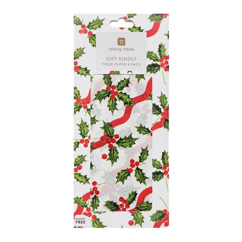 Talking Tables - Tissue Paper - 4 Sheets - Botanical Holly