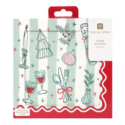 Talking Tables - Paper Napkins - 33cm - Pack of 21 - Bon Noel