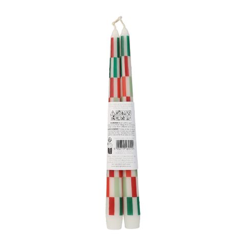 Talking Tables - Taper Dinner Candles - Pack of 2 - Red & Green Check