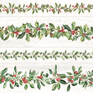 Ambiente - Paper Napkins Christmas - Pack of 20 - Cocktail Size - Leaf Garlands - Grey