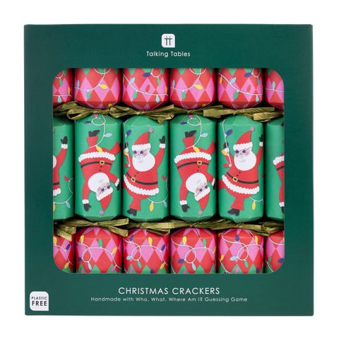 Talking Tables - Luxury Crackers - Guessing Game - 12 Inch - Fun Guy Santa - Set of 6