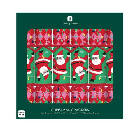 Talking Tables - Luxury Crackers - Guessing Game - 12 Inch - Fun Guy Santa - Set of 6