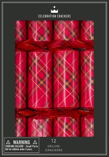 Celebration Crackers - Deluxe Crackers - 12 Inch - Red Plaid - Set of 12