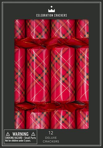 Celebration Crackers - Deluxe Crackers - 12 Inch - Red Plaid - Set of 12