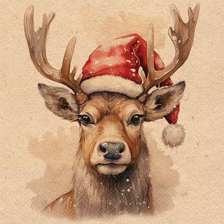 Ambiente - Paper Napkins Christmas - Pack of 20 - Luncheon Size - Recycled Deer With Santa Hat