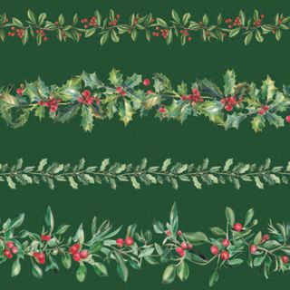 Ambiente - Paper Napkins Christmas - Pack of 20 - Luncheon Size - Leaf Garlands - Green