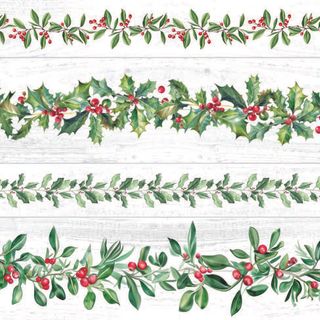 Ambiente - Paper Napkins Christmas - Pack of 20 - Luncheon Size - Leaf Garlands - Grey