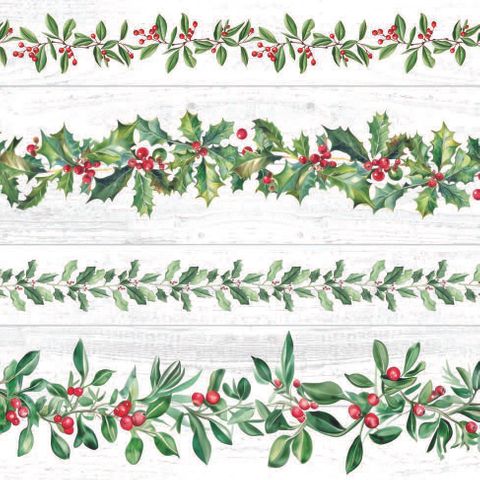 Ambiente - Paper Napkins Christmas - Pack of 20 - Luncheon Size - Leaf Garlands - Grey