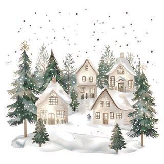Ambiente - Paper Napkins Christmas - Pack of 20 - Luncheon Size - Snowy Houses