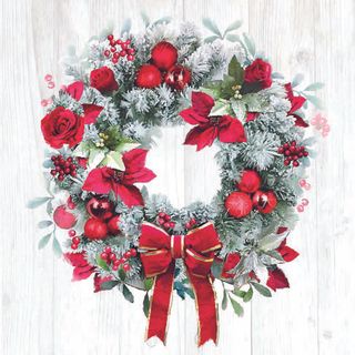 Ambiente - Paper Napkins Christmas - Pack of 20 - Luncheon Size - Blooming Wreath