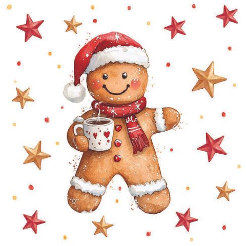 Ambiente - Paper Napkins Christmas - Pack of 20 - Luncheon Size - Cocoa and Cookie