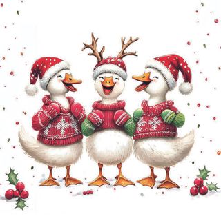 Ambiente - Paper Napkins Christmas - Pack of 20 - Luncheon Size - Jolly Ducks