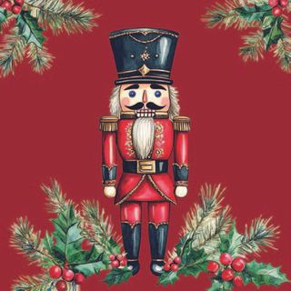Ambiente - Paper Napkins Christmas - Pack of 20 - Luncheon Size - Wooden Nutcracker Red