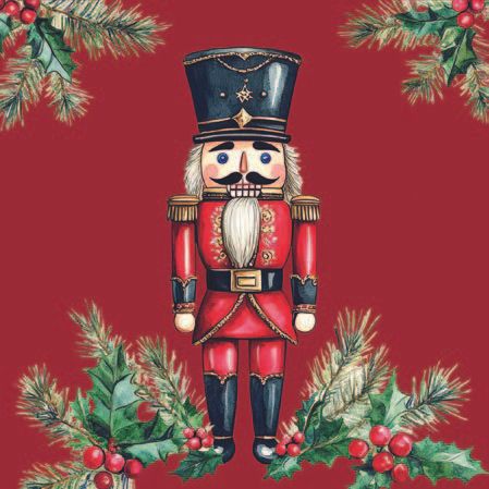 Ambiente - Paper Napkins Christmas - Pack of 20 - Luncheon Size - Wooden Nutcracker Red