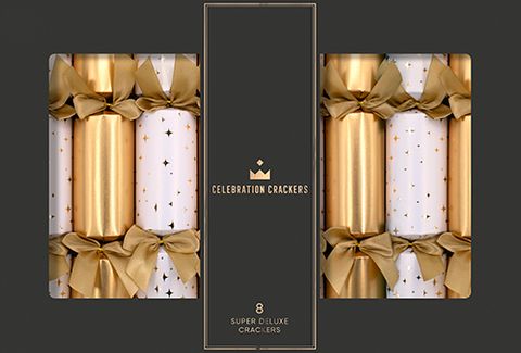 Celebration Crackers - Super Deluxe Crackers - 14 Inch - Golden Stars - Set of 8
