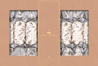 Celebration Crackers - Super Deluxe Crackers - 14 Inch - Silver Pinecones - Set of 8